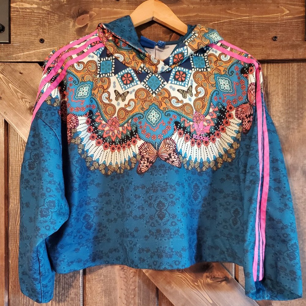 Adidas x Farm Rio Borbomix Butterfly Kaleidoscope Crop Hoodie Women’s L